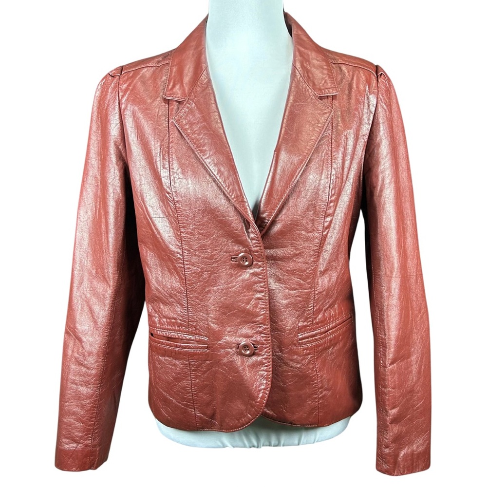 Vintage 70s Genuine Leather Burgundy Jacket
